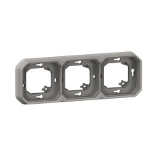 Support plaque étanche pour montage encastré 3 postes horizontaux ou verticaux Plexo - gris