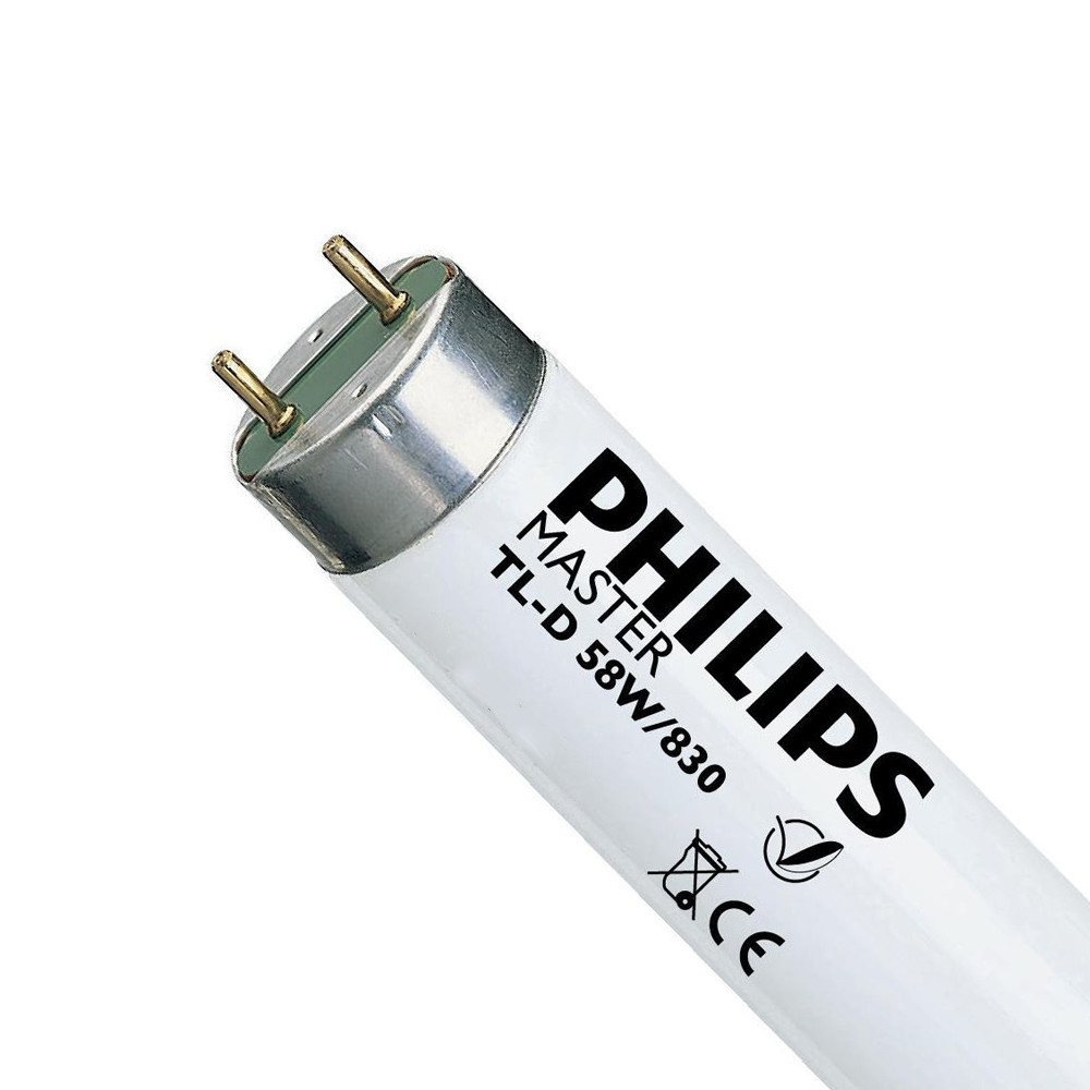 Tube Fluorescent TL-D 58W/830 – 150 cm – Blanc Chaud - Philips