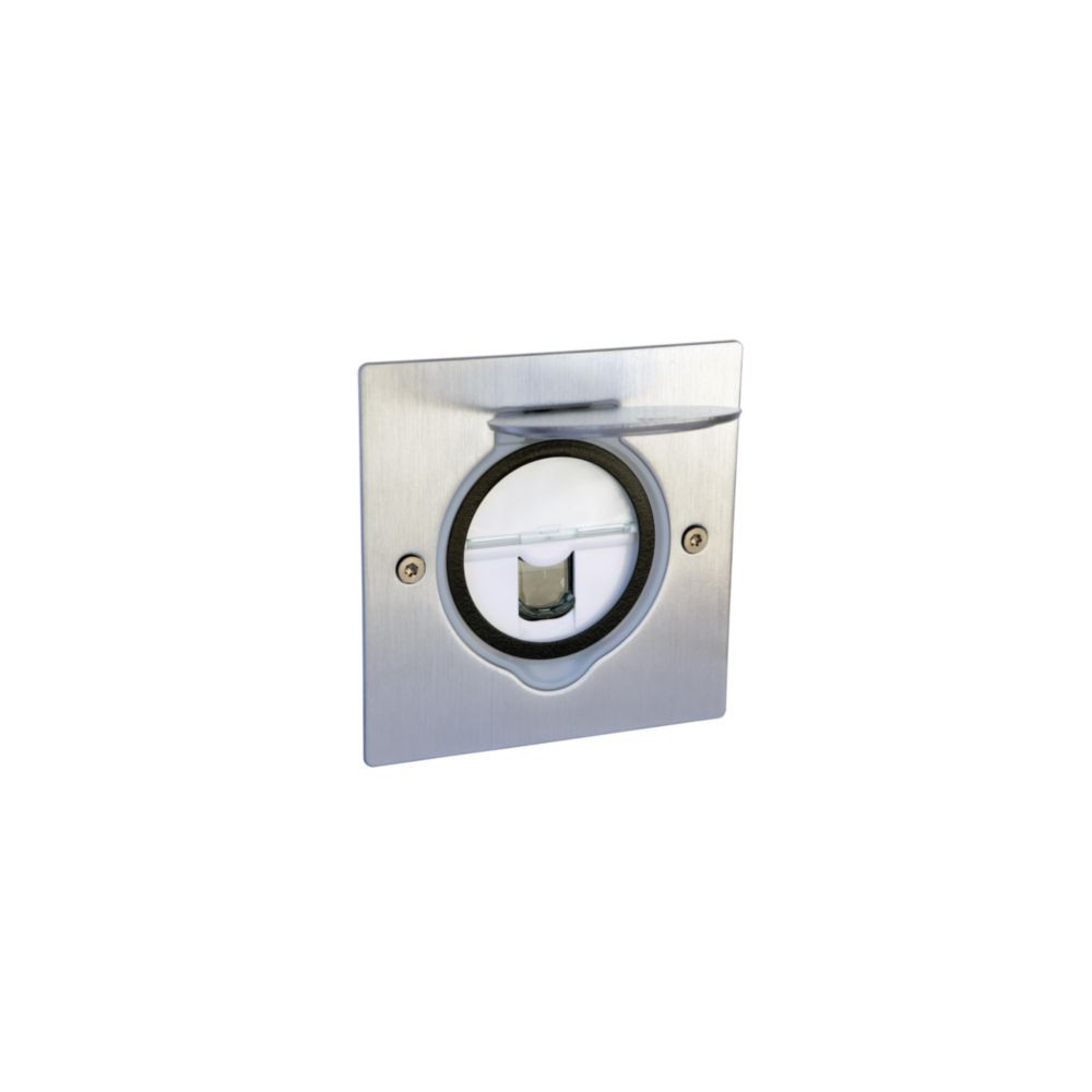 Prise de sol et plan de travail simple RJ45 catégorie 6 FTP avec platine carrée - inox brossé