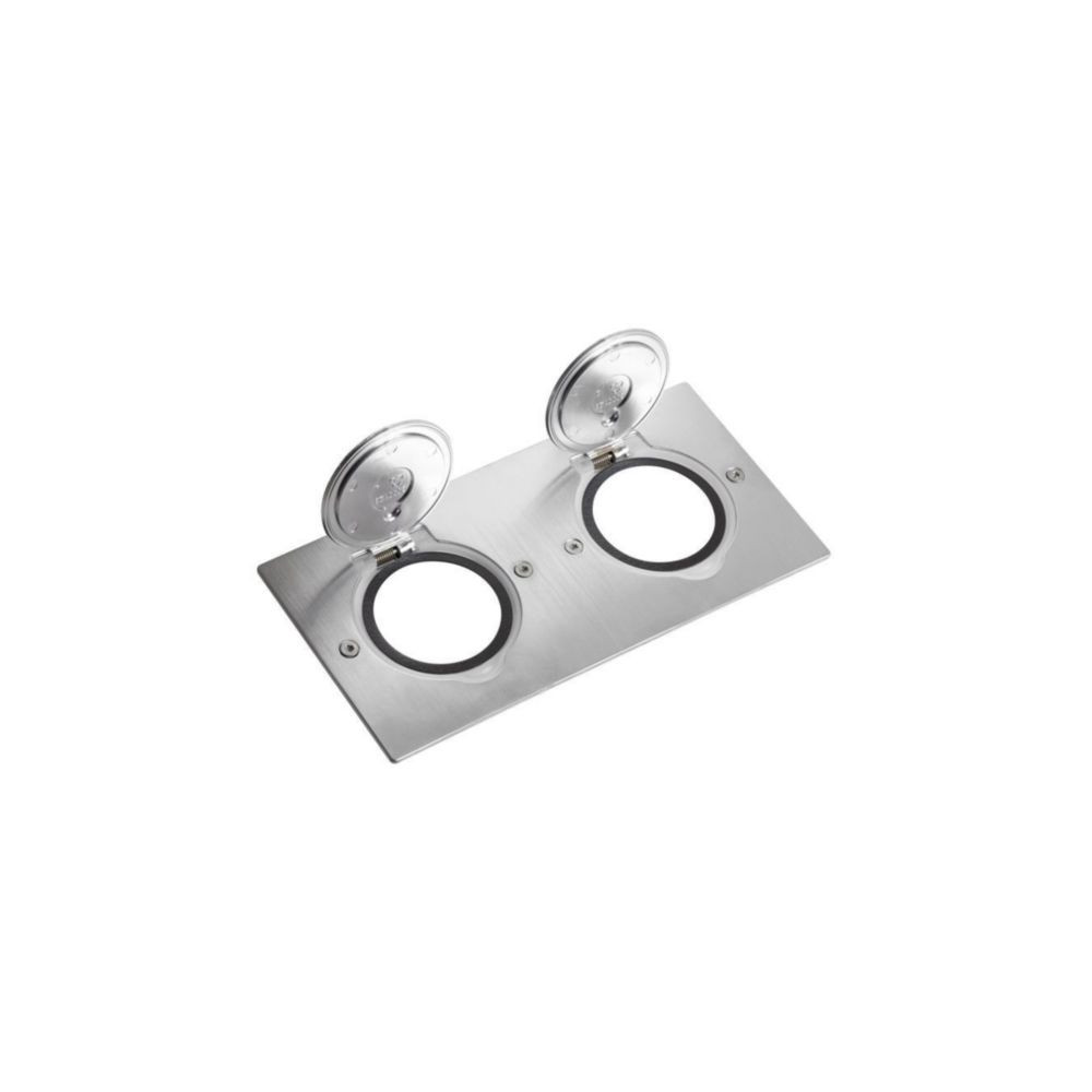 Platine de sol et plan de travail rectangulaire à équiper de mécanismes Mosaic 2 postes - inox brossé