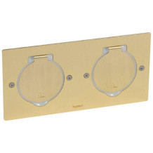 Platine de sol et plan de travail rectangulaire à équiper de mécanismes Mosaic 2 postes - doré brossé