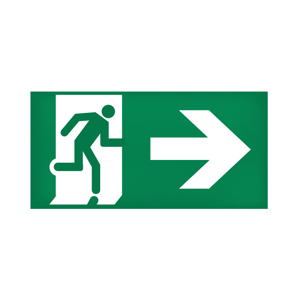 Etiquette signalisation réglementaire pour BAES - sortie de secours porte à droite
