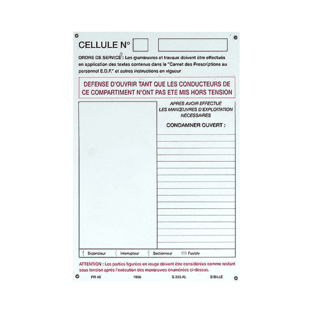 Pancarte à schéma modifiable PR40