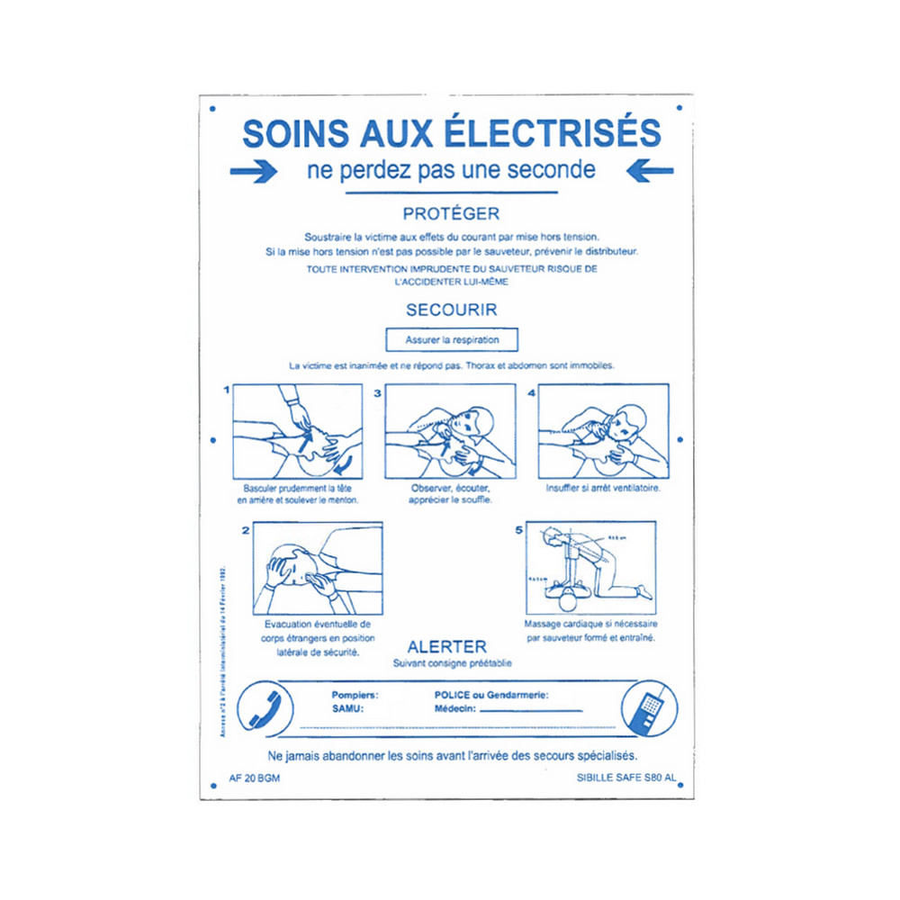 Pancarte "Soins aux électrisé"