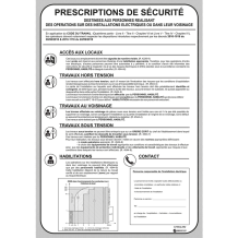 Affiche «prescriptions de sécurité»