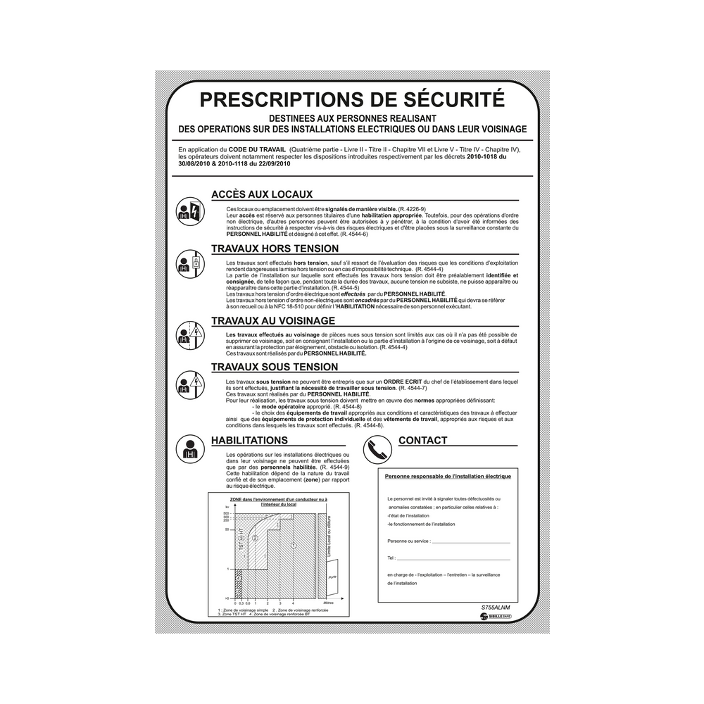 Affiche «prescriptions de sécurité»