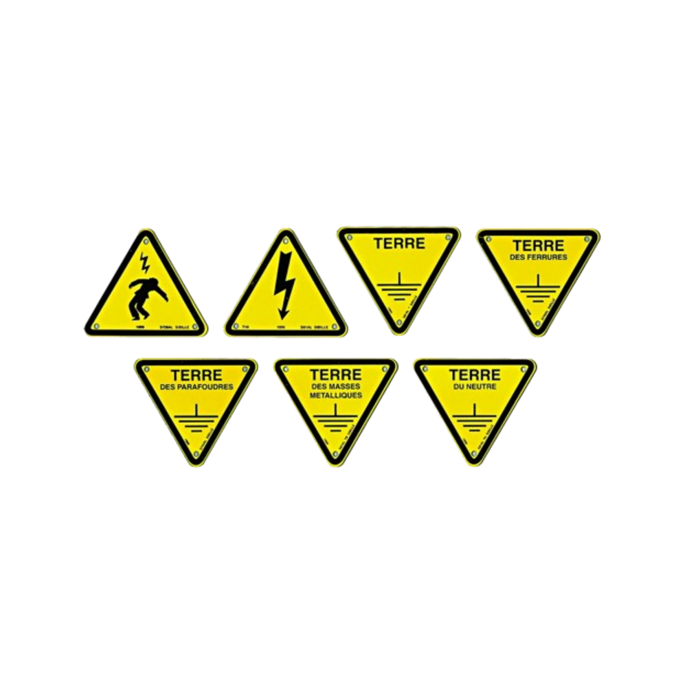 Triangles d’avertissement risques électriques et triangles de signalisation de terre