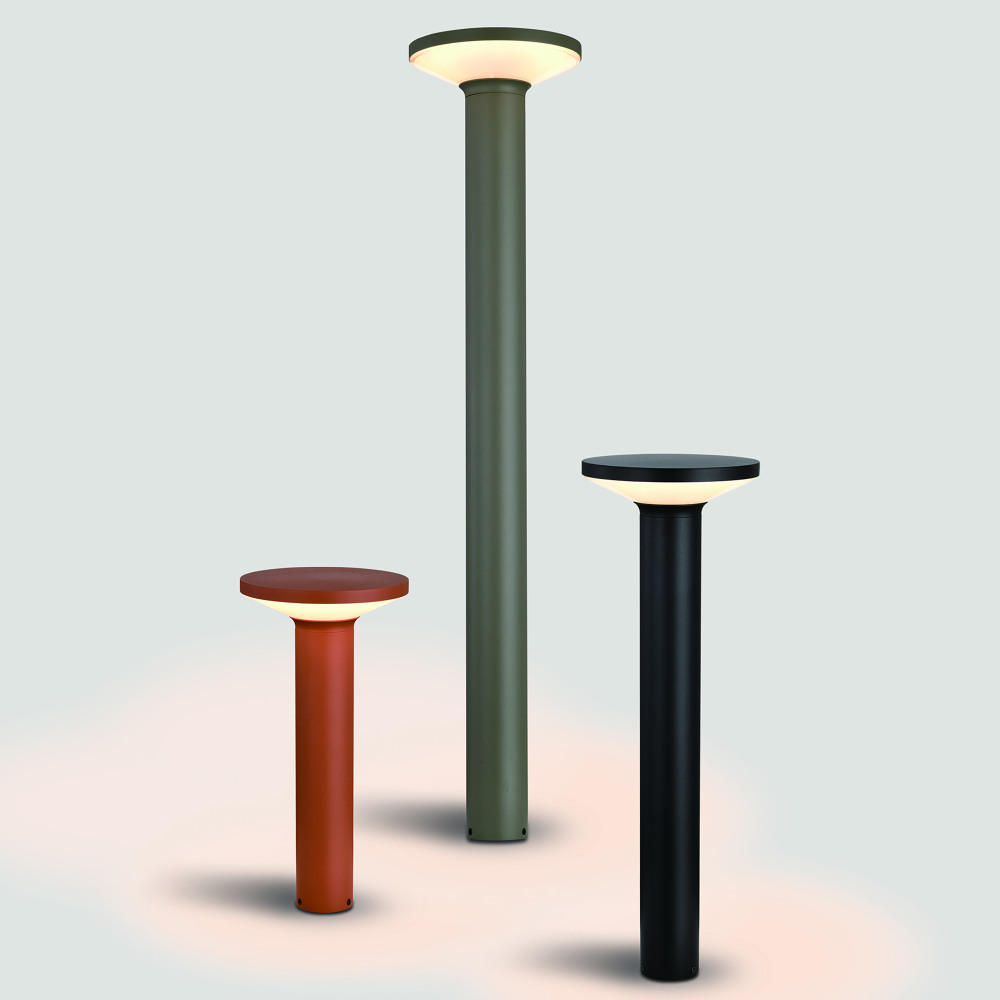 Lampe de jardin LED 12W IP65 noir 3000K Ø200×H400 mm