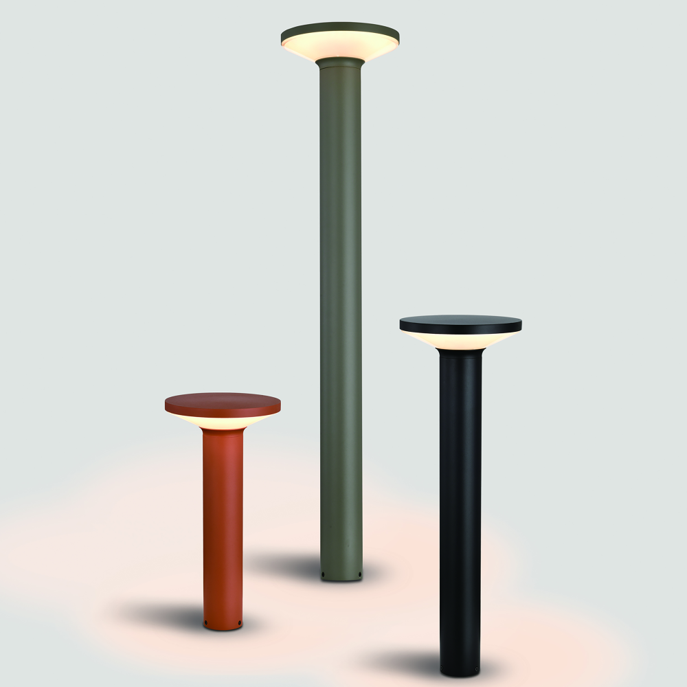 Lampe de jardin LED 12W IP65 noir 3000K Ø200×H900 mm