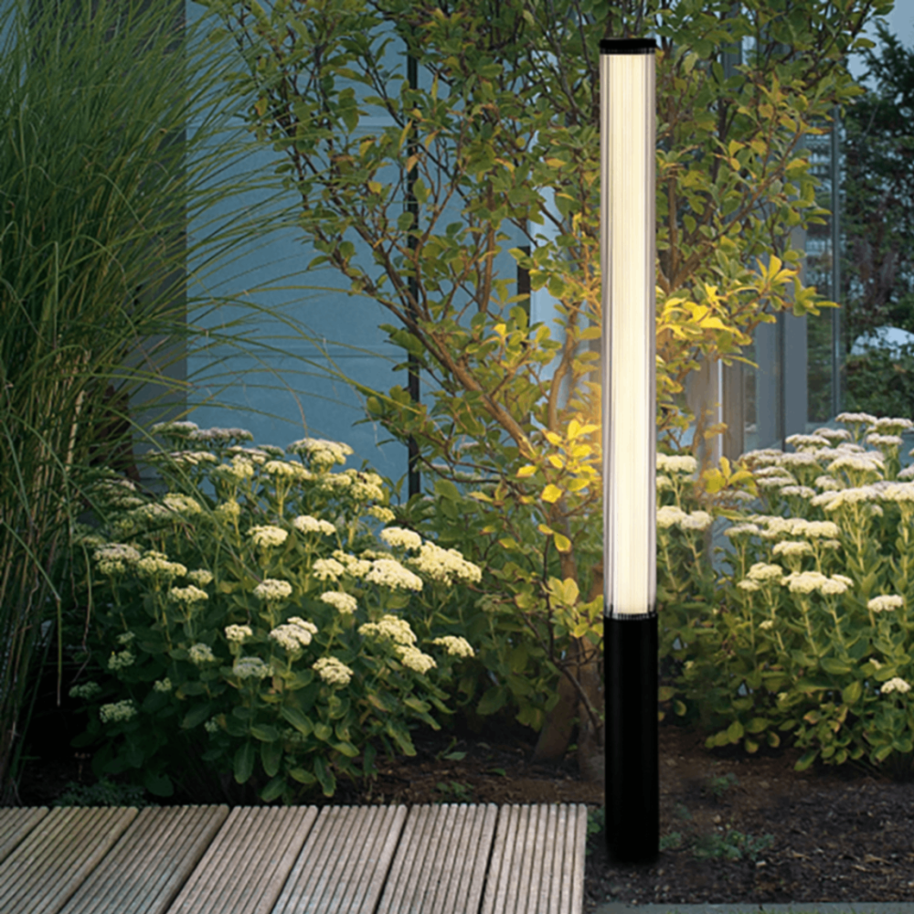 Lampe de jardin LED 75W IP65 noir 3000K corps Ø100×H1550 mm base Ø160 mm