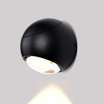 Applique murale LED 3W IP54 noir 3000K 100×100×H90 mm