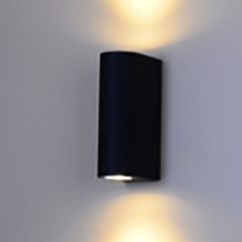 Applique murale LED 2×6W IP65 noir 3000K W50×150H×80E mm