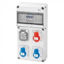 GW68228N | Coffret de chantierQ-DIN 10 ASD: 3PR.IEC309, 1PR.CIV.IP44