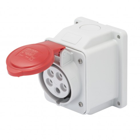 GW62408- SOCLE DE PRISE - IP44 - 3P+T 16A 380-415V 50/60HZ - ROUGE - 6H - CÂBLAGE À VIS