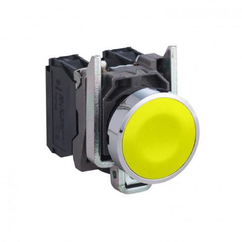 XB4BA4322 - Harmony XB4 - bouton poussoir à impulsion - Ø22 - jaune - 1F - vis étrier