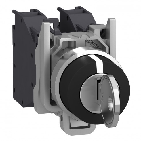 XB4BG03- Bouton tournant à crosse - Ø22 - 3 pos fix - noir - 2F - vis étr - Harmony XB4