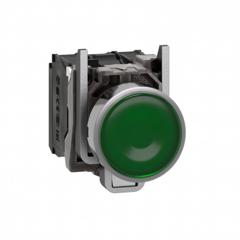 XB4BW33G5- bouton-poussoir lumineux vert 0 22 - à impulsion affleurant - 110 V - 1O+1F