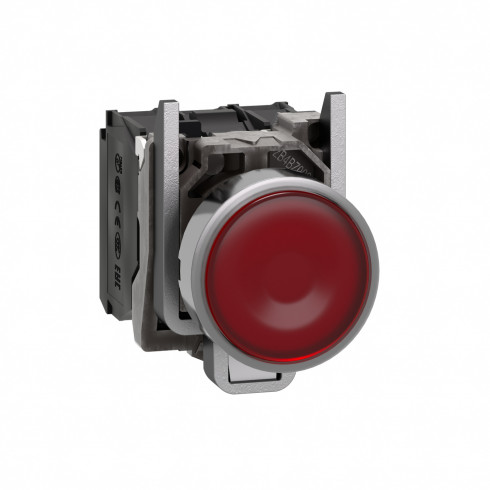 XB4BW34B5- bouton-poussoir lumineux rouge 0 22 - à impulsion affleurant - 24 V - 1O+1F