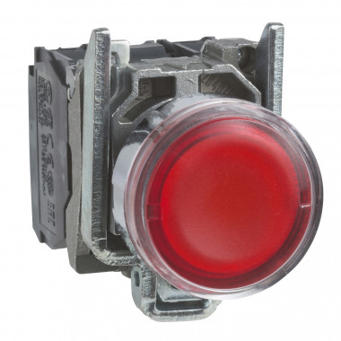 XB4BW3465- bouton-poussoir lumineux rouge 0 22 - à impulsion affleurant - 250 V - 1O+1F