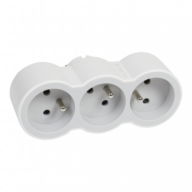 Fiche triplite avec 3 prises frontales avec terre 16A 3680W - blanc et gris clair