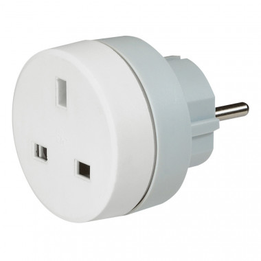 Adaptateur 2P+T 16A 230V pour fiche standard britannique sur prise standard français ou germanique