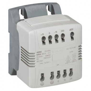 Transformateur commande et séparation des circuits connexion vis primaire 230V à 400V, secondaire 115V~ à 230V~ - 400VA