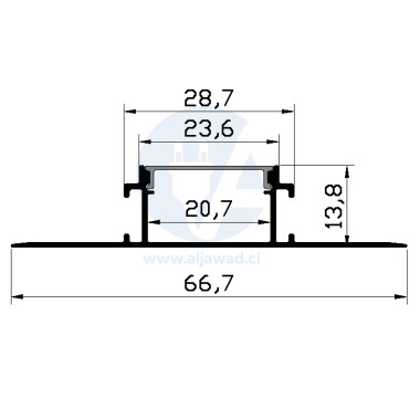 Profilé flexible Aluminium à led 66.7x20.9x14 - Longueur 3m en saillie dans un coin mural - PXG-306