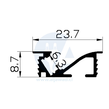 Profilé flexible Aluminium à led 23.69x6.3x8.7 - Longueur 3m en Encastré dans un coin mural - PXG-512