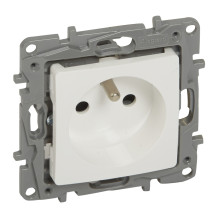 Prise de courant 2P+T Niloé - avec éclips - borne à vis - blanc