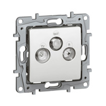 Prise de passage TV-R-SAT Niloé - Attenuation -14 dB - Blanc - IP21 - IK04 - Thermoplastique