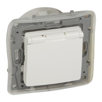 Prise de courant 2P+T Niloé - IP44 - avec volet - borne auto - blanc