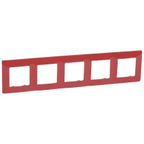 Plaque Niloé - 5 postes - rouge - Thermoplastique - Fixation a clipser - Montage encastré - IK04