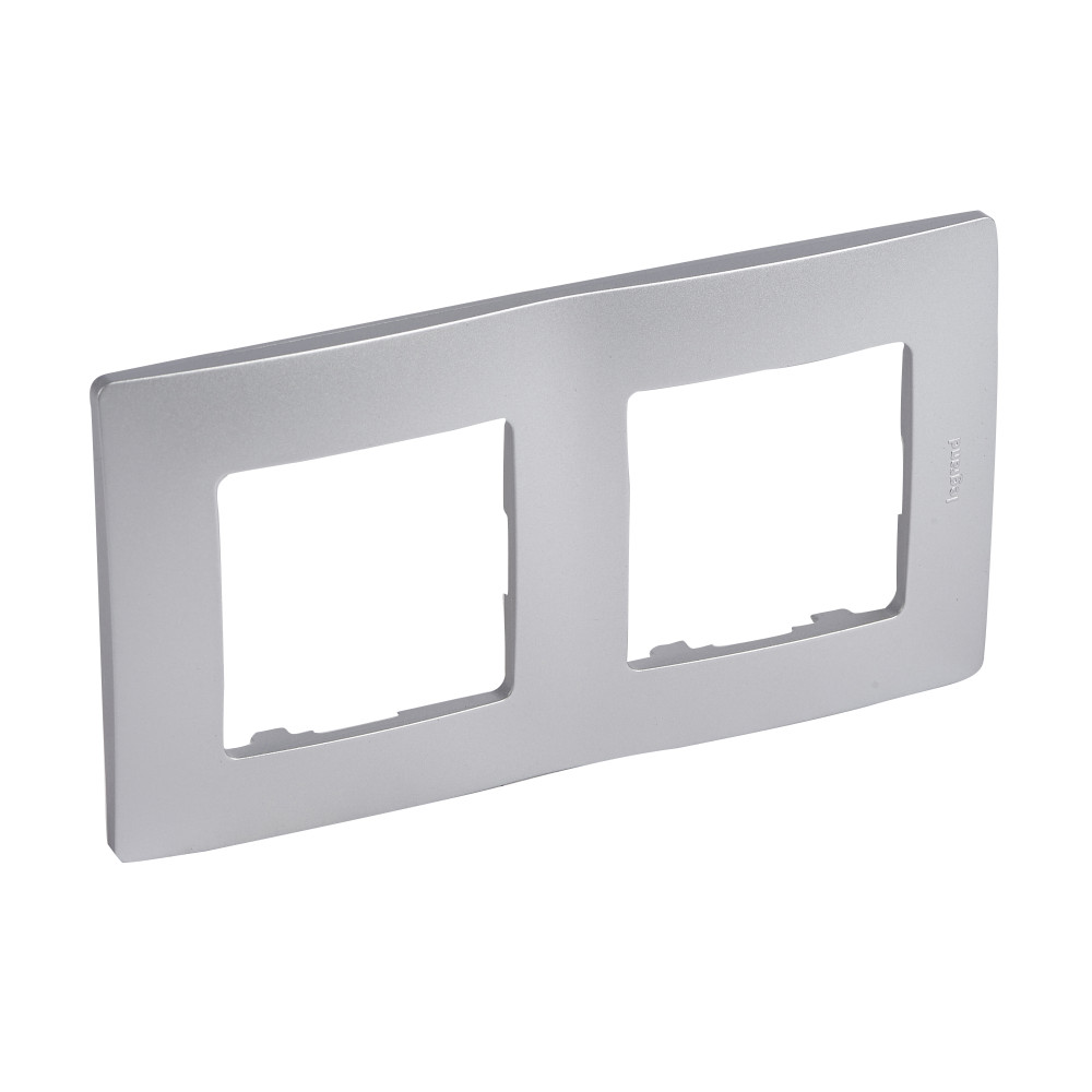 Plaque Niloé 2 postes - aluminium - finition mate - fixation a clipser - IK04