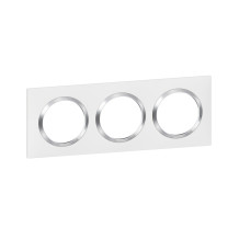 Plaque carrée dooxie 3 postes finition blanc avec bague effet chrome