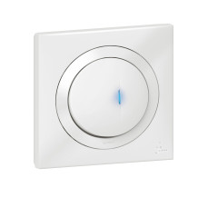 Poussoir simple avec voyant lumineux dooxie IP44 6A 250V~ livré avec plaque carrée blanche