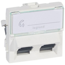 Prise double RJ45 catégorie 6 UTP Mosaic 2 modules inclinée 45 degrés