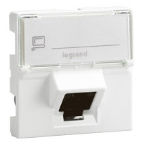 Prise RJ45 catégorie 6 FTP inclinée à 45° Mosaic 2 modules - blanc
