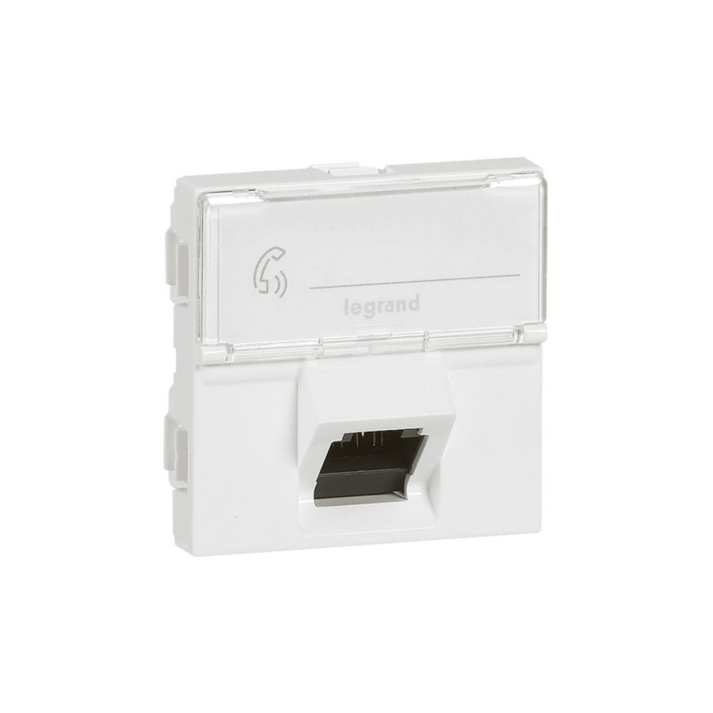 Prise RJ45 catégorie 6A UTP 2 modules 45 degrés blanc Mosaic