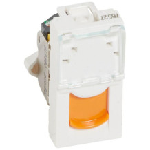 Prise RJ45 catégorie 6A UTP volet orange 1 module blanc Mosaic