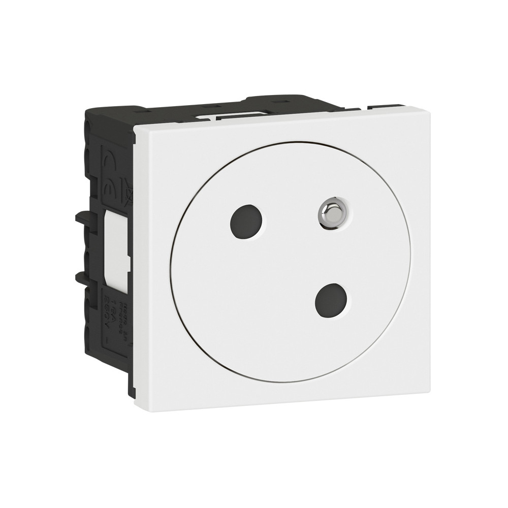 Prise de courant 2P+T Surface Mosaic Link raccordement latéral 2 modules - blanc antimicrobien