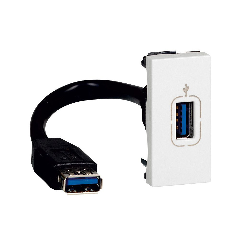 Prise USB 2.0 femelle préconnectorisée Mosaic 1 module - blanc