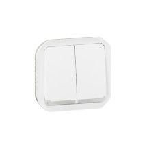 Commande double étanche pour réaliser 3 fonctions lumineuses Plexo IP55 IK08 avec enjoliveur finition blanc