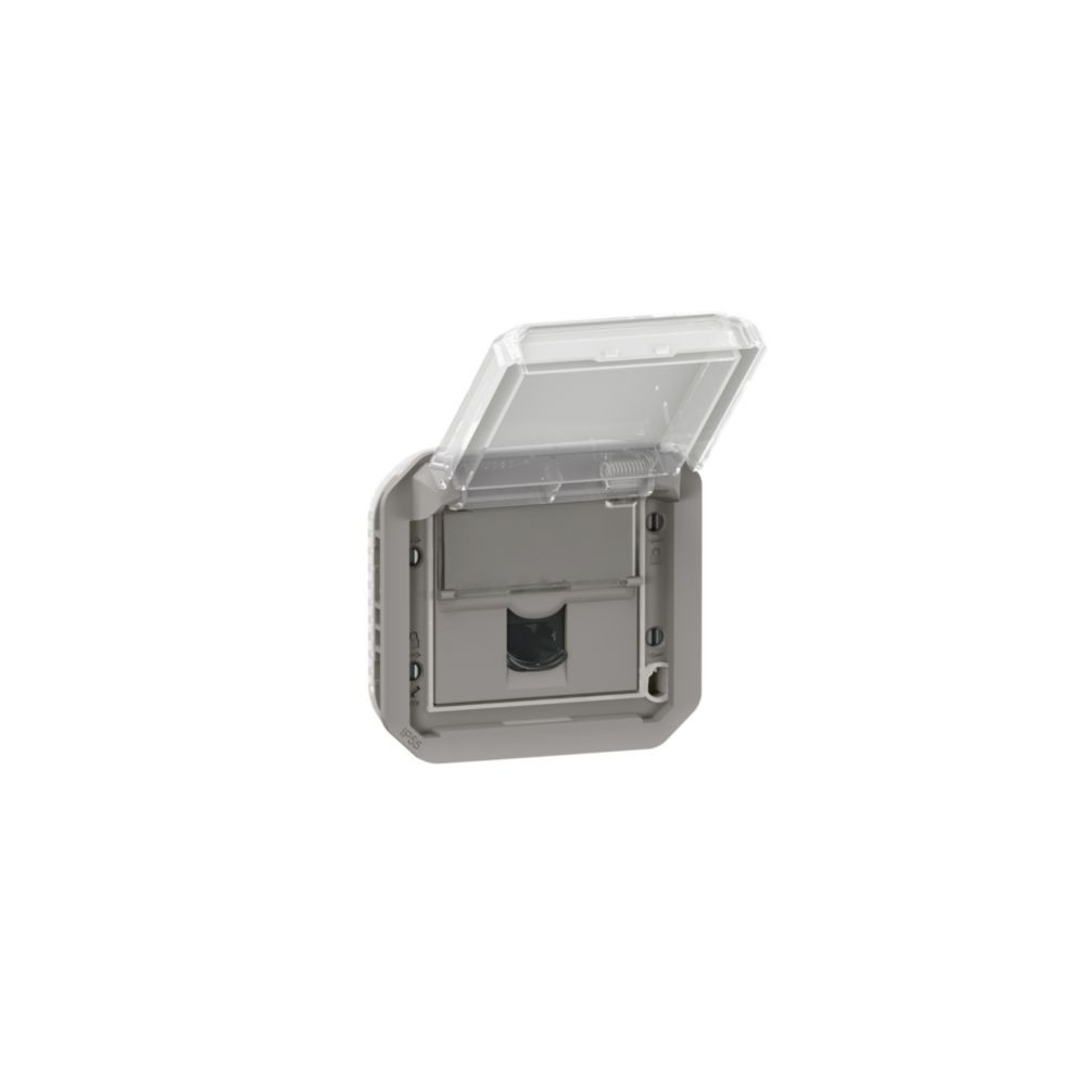 Prise RJ45 étanche Cat 6 UTP Plexo Composable IP55 volet fermé - Gris