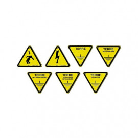 Triangles d’avertissement risques électriques et triangles de signalisation de terre
